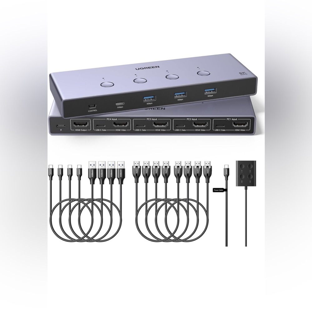 UGREEN 8K@60Hz HDMI KVM Switch 4 Computers with 4 USB